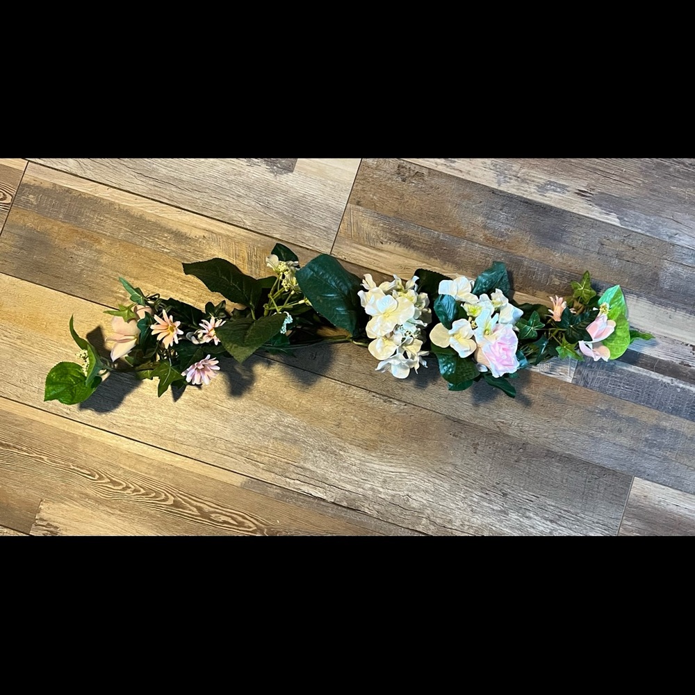 Pink Rose Floral Swag With Small White and Pink Flowers